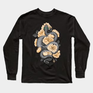 Snake and yellow roses Long Sleeve T-Shirt